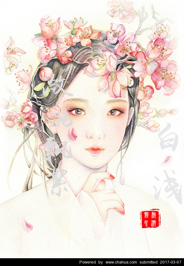 程滟絮的插画作品 - 水彩手绘《白浅》 - 插画中国 - www.chahua.org