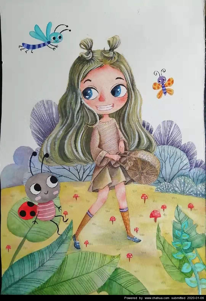 采蘑菇的小姑娘