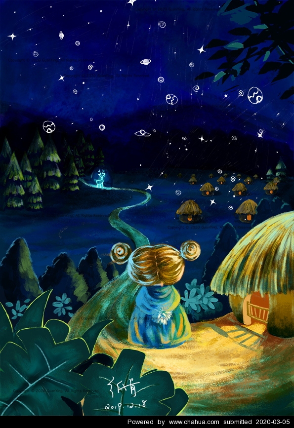 作品名称:看星星的小女孩
