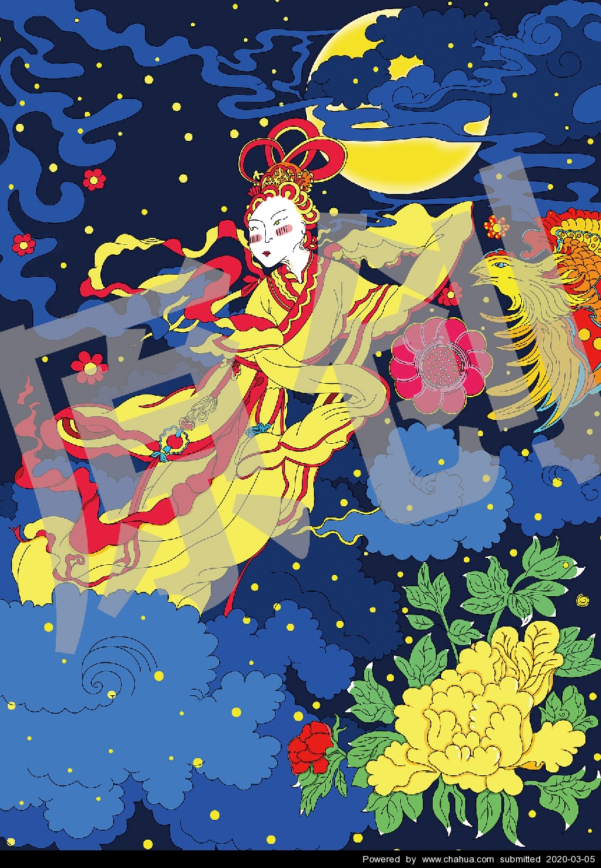 陈大大画廊的插画作品 - 嫦娥奔月 - 插画中国 - www.chahua.org